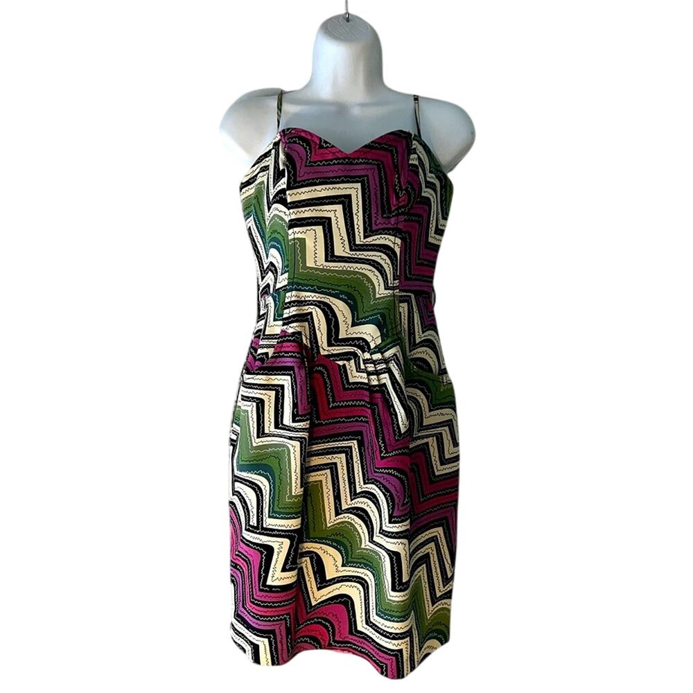 Frock by Tracy Reese Tulip Dress with Pleating and Pockets XS Purple Green